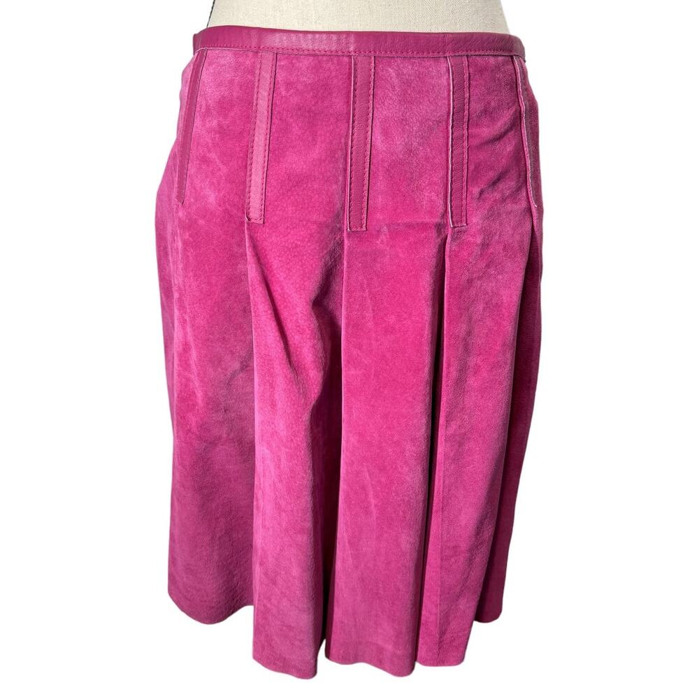 Vintage Bernado Pink Suede Pleated Low Rise Skirt 4